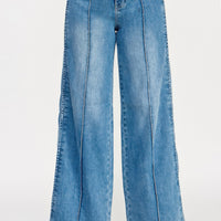 High Rise Wide Leg With Tummy Control jeans showcasing a flattering, structured fit and wide leg silhouette in light denim.