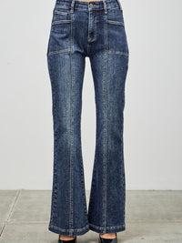 High Rise Boot Cut With Seam Detail jeans featuring a flattering high-rise fit and stylish seam detailing.