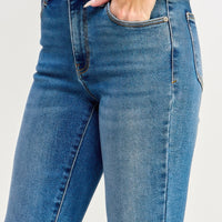 Tummy Control Mid Rise Skinny Bootcut jeans showcasing a flattering fit with a mid-rise waist and soft stretch denim.