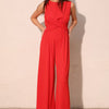 Textured Solid Twist Front Jumpsuit