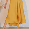 Washed Poly Silk Midi Swing Skirt