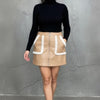Faux Lather Skirt With Fur Accent