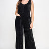 Velvet Plisse Overall Jumpsuit