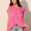 Washed Poly Silk Tulip Tunic Top