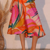 Isla Tropical Satin Midi Swing Skirt