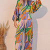 Isla Tropical Satin Boat Neck Blouson Jumpsuit