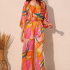 Isla Tropical Satin Boat Neck Blouson Jumpsuit