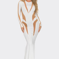 Mesh Cut Out Detail Maxi Dress