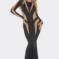 Mesh Cut Out Detail Maxi Dress