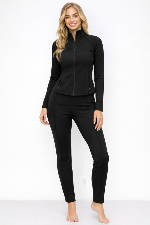 Athletic Workout Lounge Zip Up Jacket And Pant Set