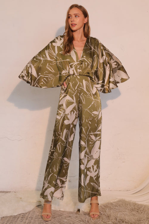 Dreaming Lily Satin Cape Jumpsuit