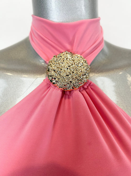 Sleeveless Mini Dress With A Halter Neck