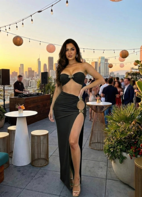 Two-Piece Matching Skirt Set, Bandeau-Style