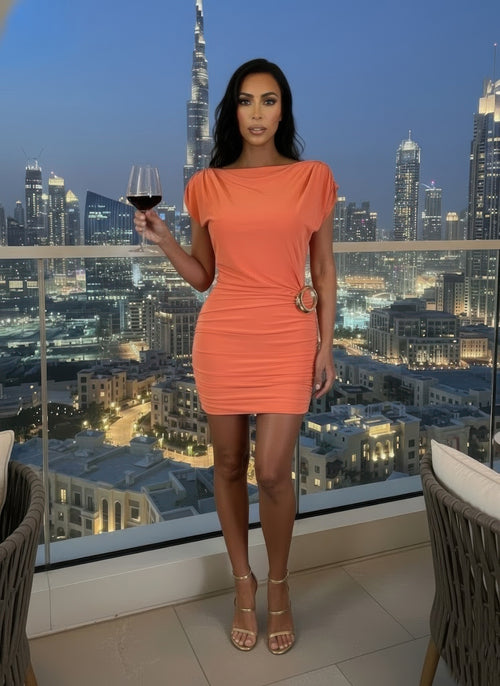 Soft Gathering At The Shoulders Cap Sleeve Mini