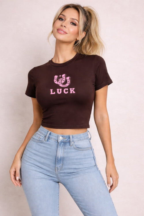 Lucky Horseshoe Graphic Cropped Tee
