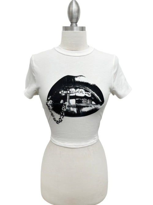 Graphic Lips Crop Top
