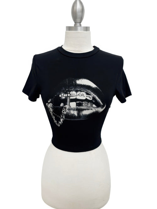 Graphic Lips Crop Top