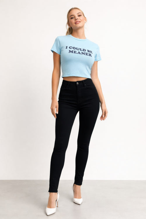 I Could Be Meaner" Graphic Crop Tee