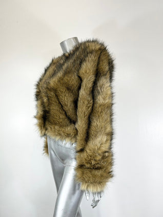 Sexy Voluminous, Long-Pile Faux Fur Jacket