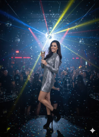 Long Sleeve Body Con Pu Silver Snake Mini