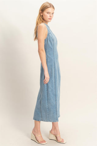 Sleeveless Denim Midi Dress