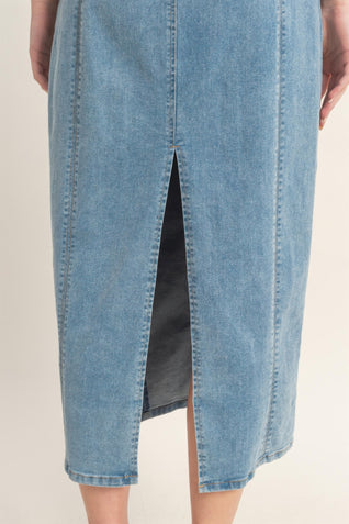 Sleeveless Denim Midi Dress