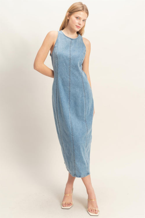 Sleeveless Denim Midi Dress
