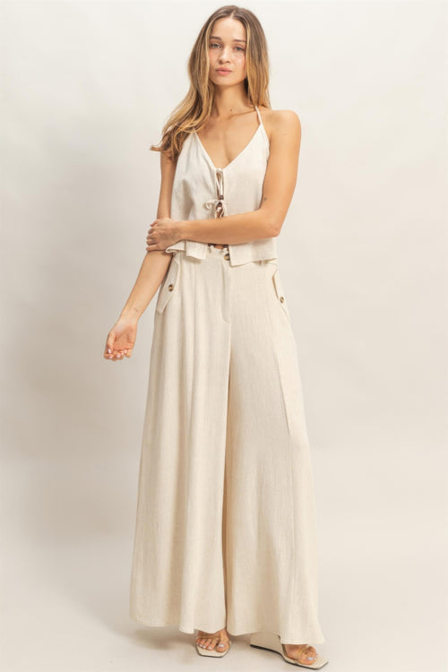 Wide-leg Flap Pocket Pants