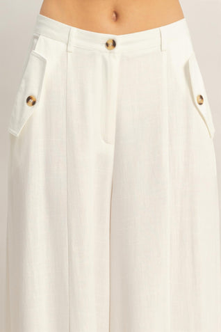 Wide-leg Flap Pocket Pants