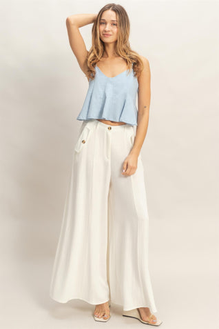 Wide-leg Flap Pocket Pants