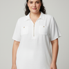 Zip-front Collared Utility Knit Top