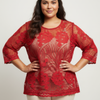 Elegant Floral Lace Sleeve Blouse