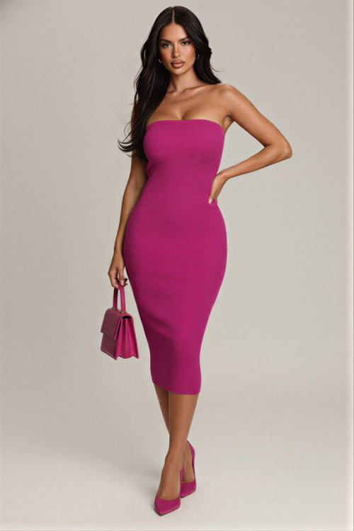 Strapless bodycon midi dress