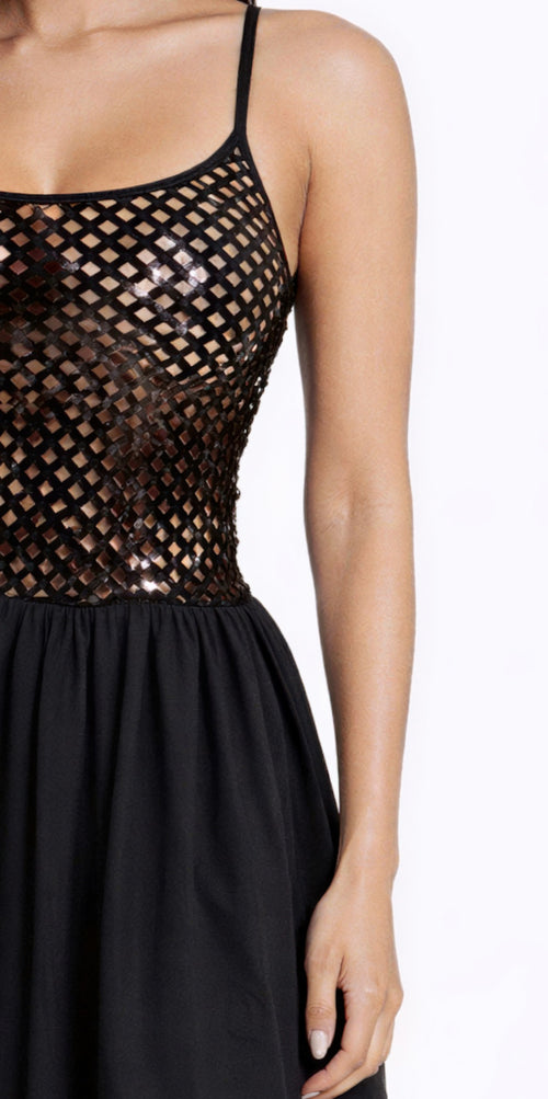 Netted Sequin Maxi Dress
