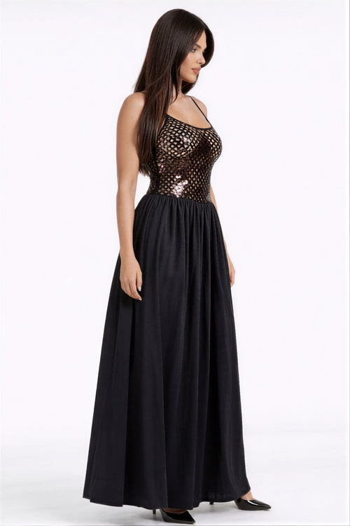 Netted Sequin Maxi Dress