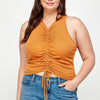 Plus Size Ribbed Sleeveless Ruched Tank Top