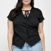 Plus Size Textured Wrap Top With Tie Neck