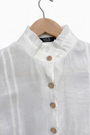 Elegant Satin-finish Victorian Button-up Top