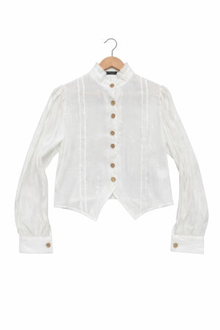 Elegant Satin-finish Victorian Button-up Top