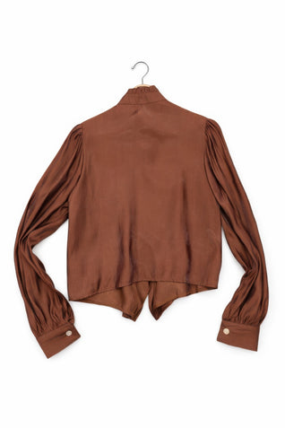 Elegant Satin-finish Victorian Button-up Top