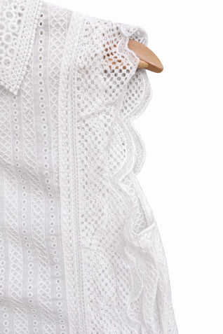 Timeless Cotton Eyelet Lace Button-front Blouse