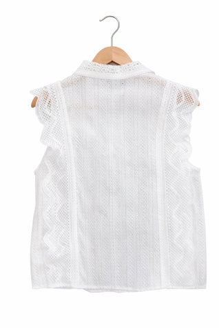 Timeless Cotton Eyelet Lace Button-front Blouse