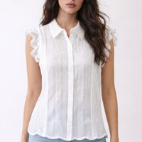 Timeless Cotton Eyelet Lace Button-Front Blouse