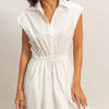 Sleeveless Collared Shirred Mini Dress
