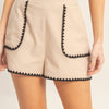 Scallop Trim High-Waisted Shorts