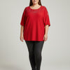 Scarlet Embellished Neckline Dolman Sleeve Tunic Top