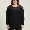Crimson Lace Embellished Knit Tunic Top