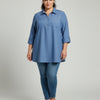 Blush Utility Button Front Roll Sleeve Blouse