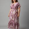 Zebra Print Smocked Waist Tiered Midi Dress
