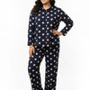 Dot Button-up Top & Wide Leg Pants Set